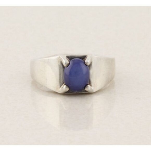 Men's Sterling Silver Lab Created Blue Star Ring Size 10 1/4 - Picture 1 of 10